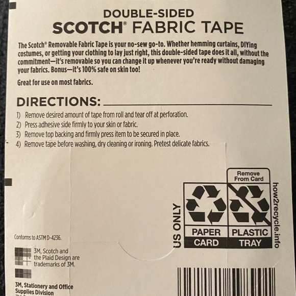 Scotch Removable Fabric Tape FTR-1-CFT, 3/4 in x 180” - Picture 2 of 4